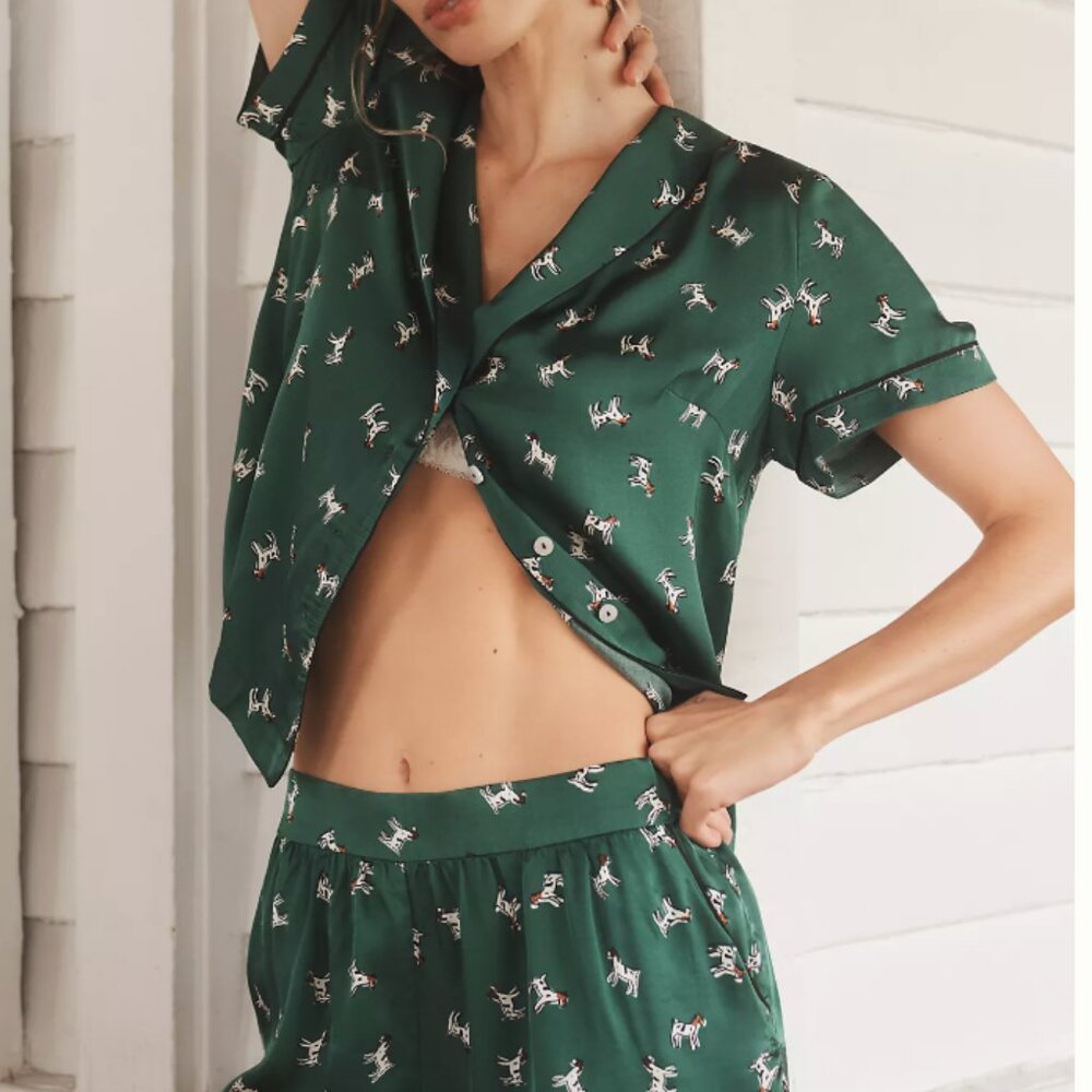 Anthropologie Silky Patterned Pajamas